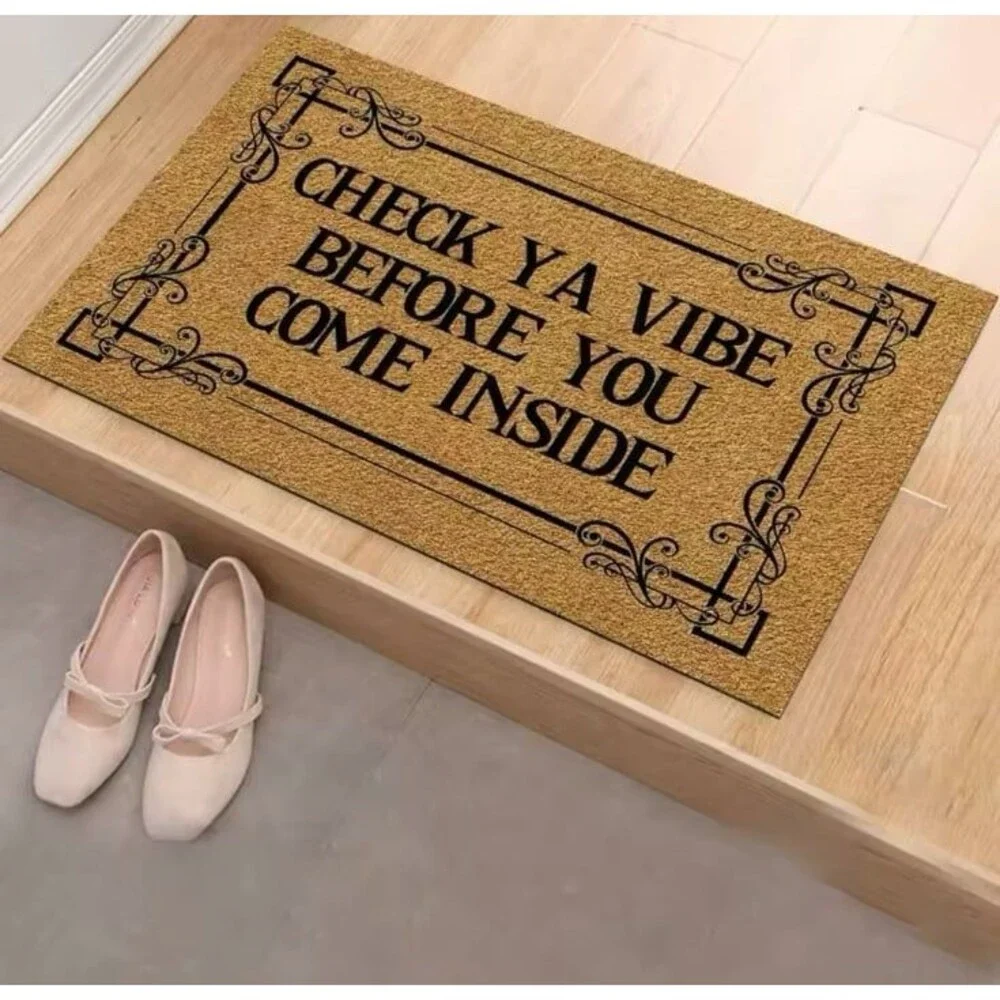 abigail&bleu “Check Ya Vibe Before You Come Inside” Printed Entrance Mat Rug
